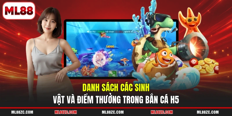 Danh sách các sinh vật và điểm thưởng trong bắn cá H5